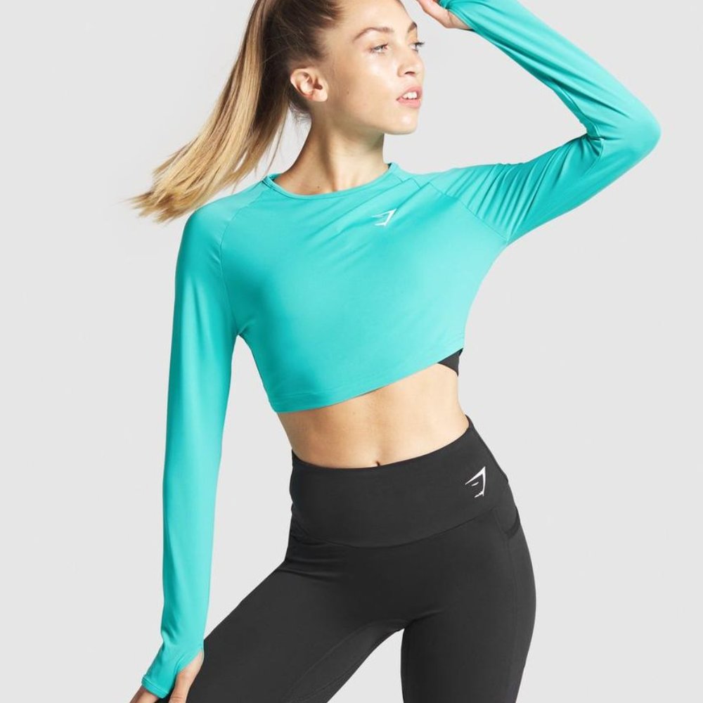 Gymshark Teal X-Small Training Long Sleeve Crop
